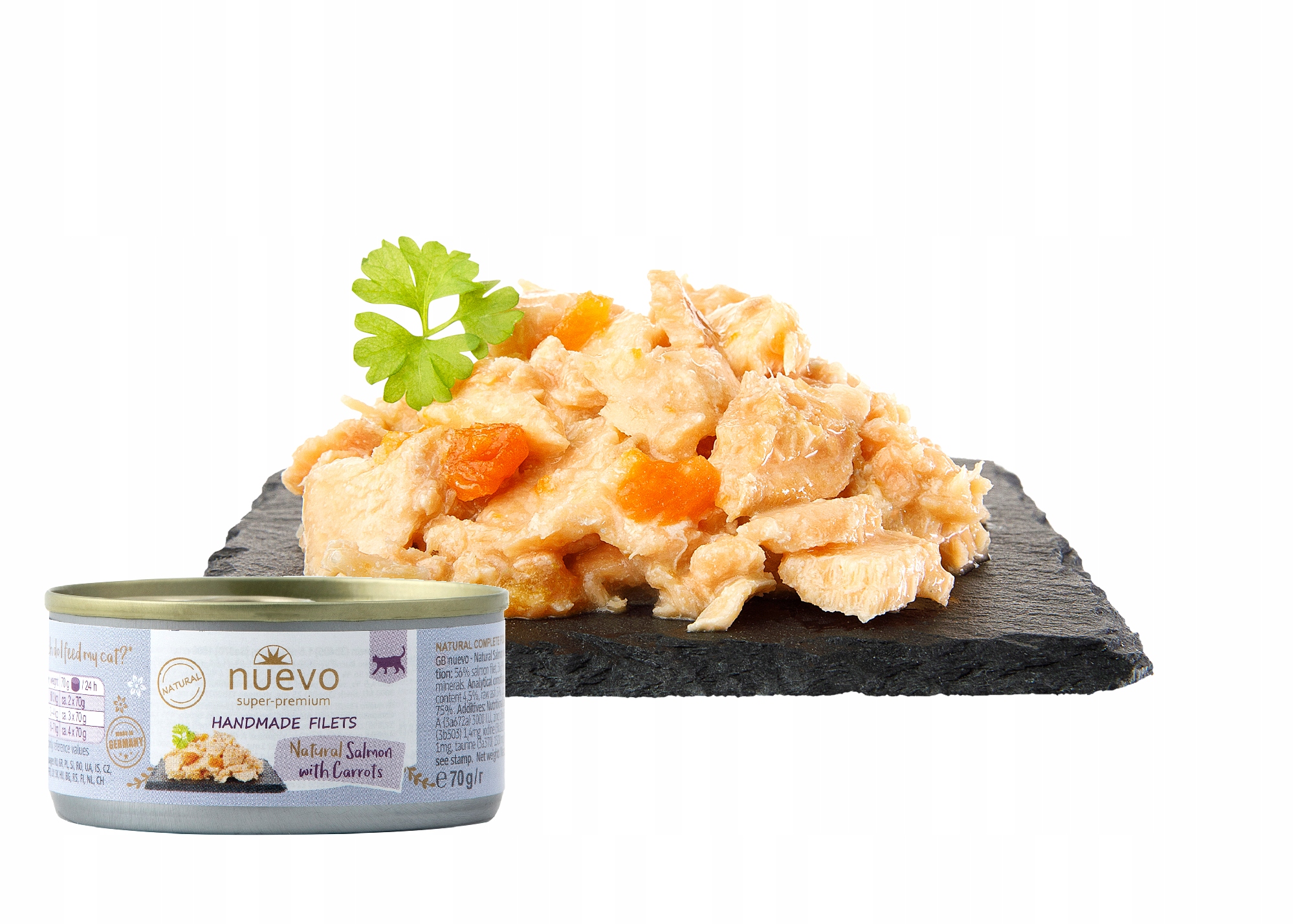 Levně Nuevo Premium konzerva Filé z lososa s mrkví 70 g