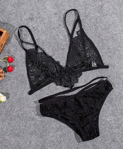 Zmysłowy KOMPLET bielizny koronka S/M (K141) Model K141 czarny