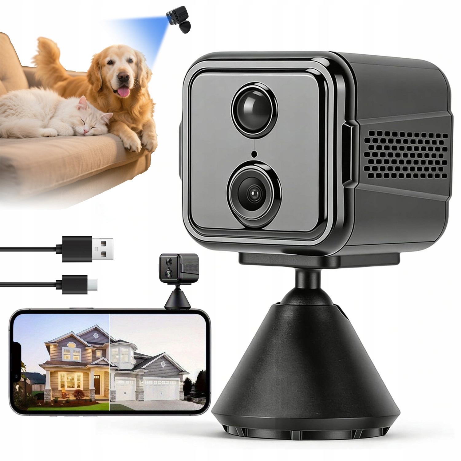 Mini Špionážní Kamera Skrytá Detekce Pohybu Wifi 2K Noční Vidění