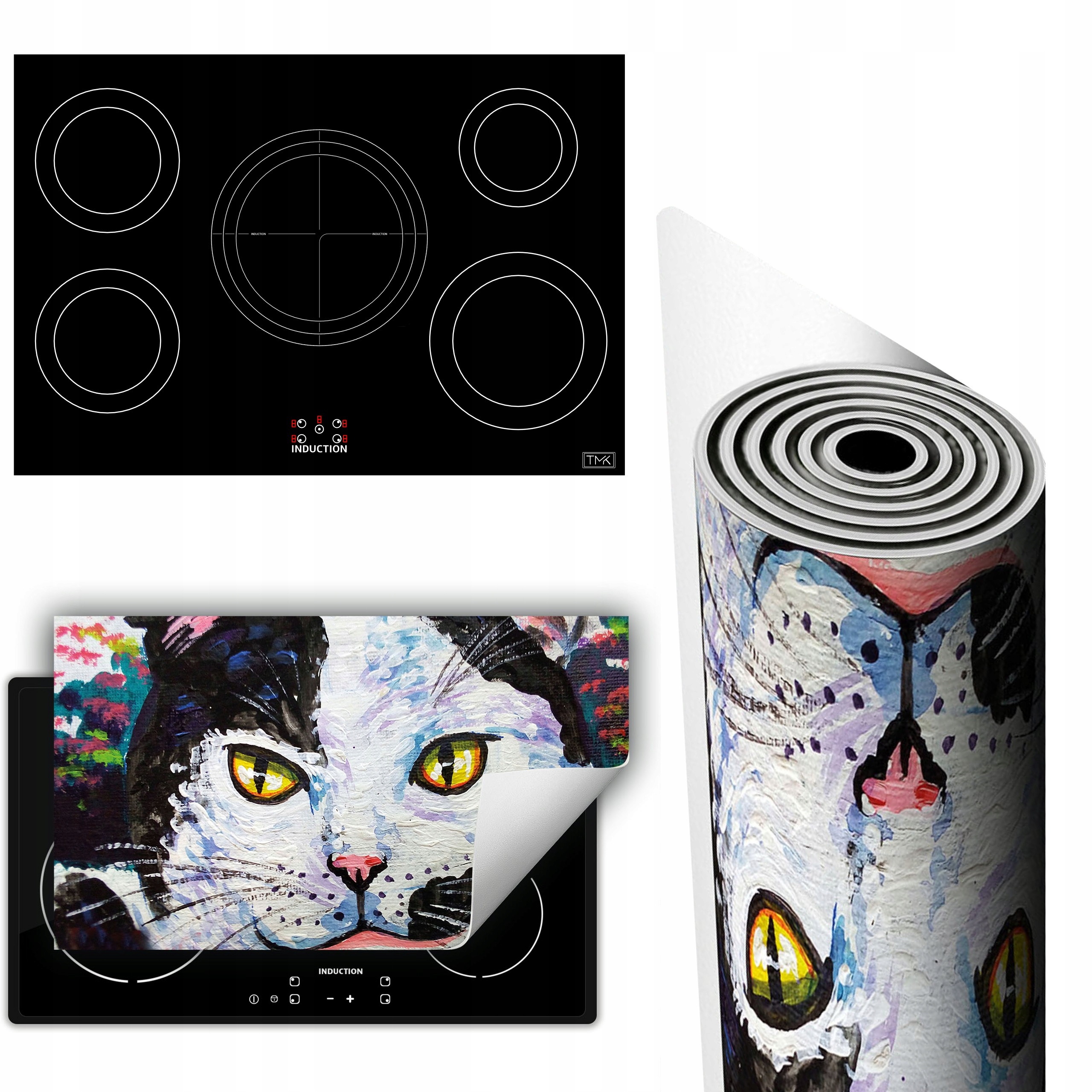 Vinylová Podložka Ochrana Kuchyňské Desky 90x52 barevná kočka