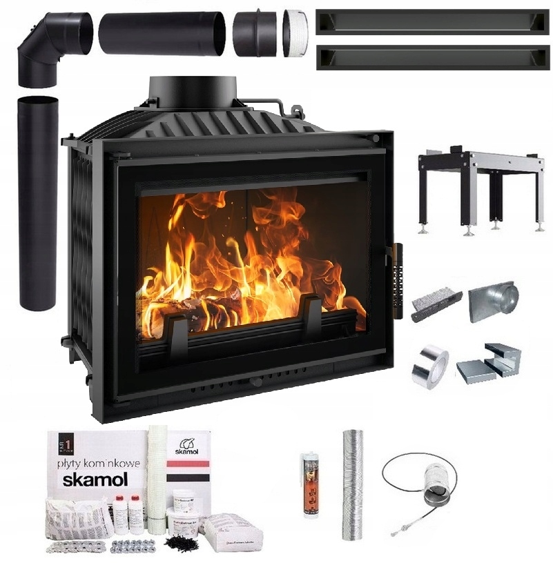 Komínová Vložka Litinová Viktor 14 kW Deco Sada Trubky Lufty Desky