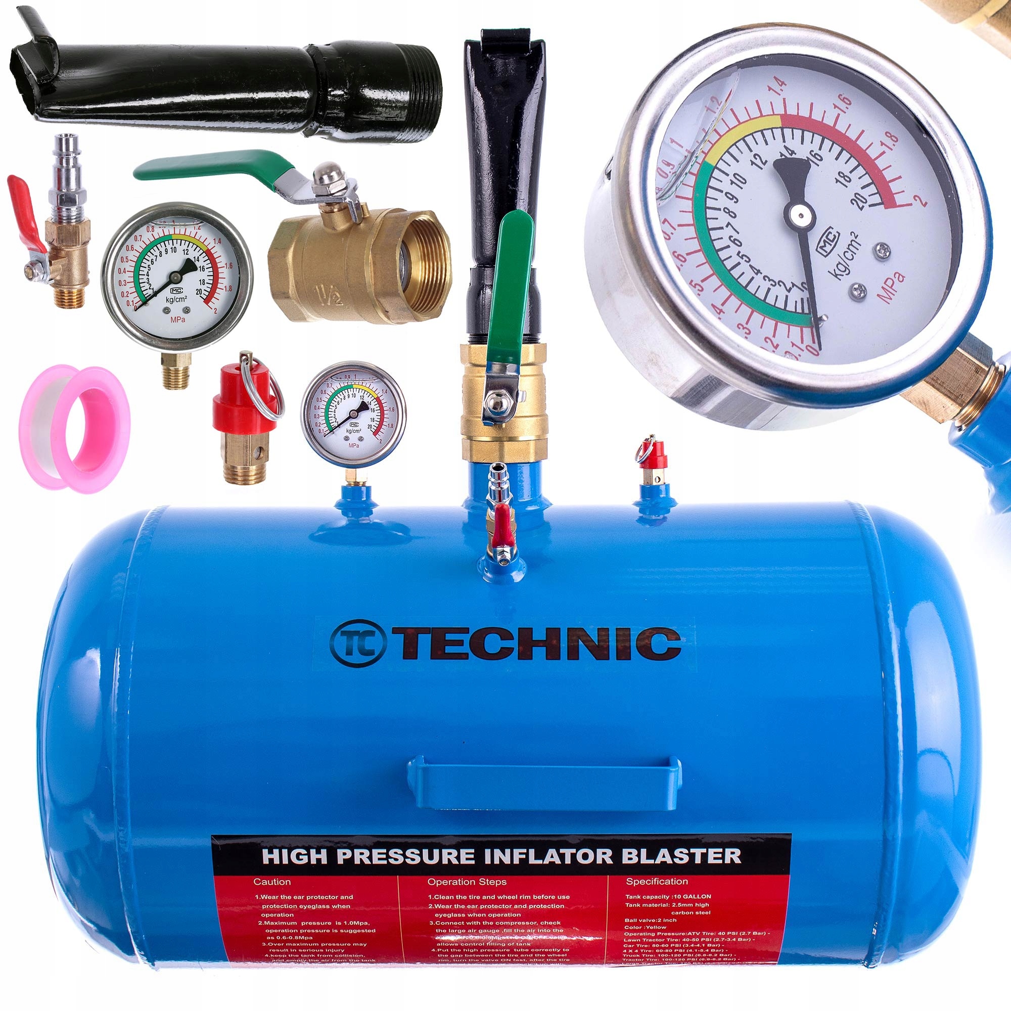 Inflator Tlakový Zásobník Pro Čerpání 40L Bezpečnostní ventil