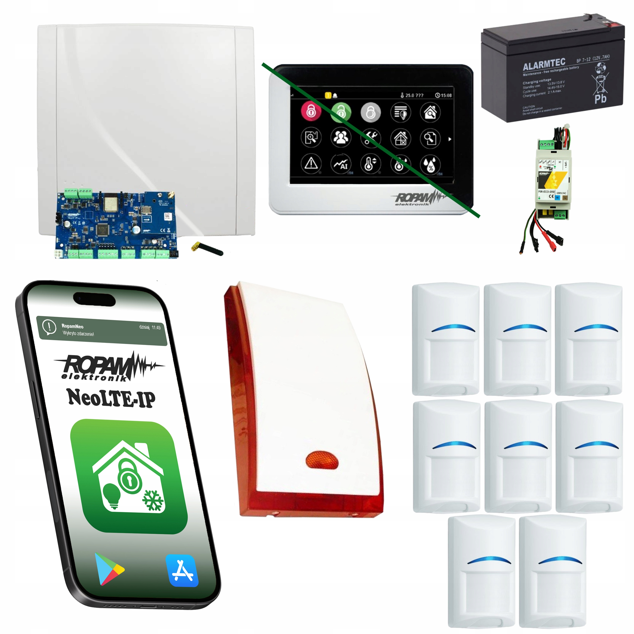 System Alarmowy Domu Ropam Lte Gsm Wifi 8 Czujek Bosch Profesjonalny Alarm