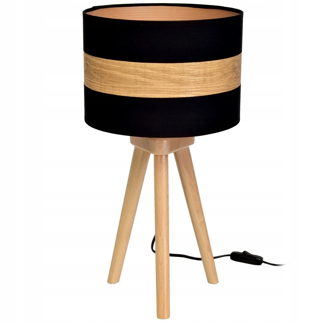 Nočná lampa drevená prírodná, čierna, škandinávska, Milagro