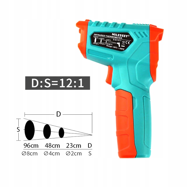 PIROMETR TERMOMETR LASEROWY BEZDOTYKOWY NA PODCZERWIEŃ EMISYJNOŚC -50 +380 EAN (GTIN) 5905072880206