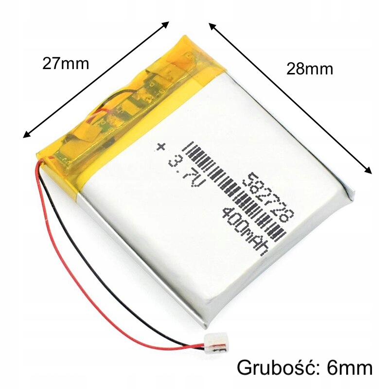 Bateria Akumulator Li-Poly 400mAh 3.7V JST 582728 Marka Liter Energy Battery