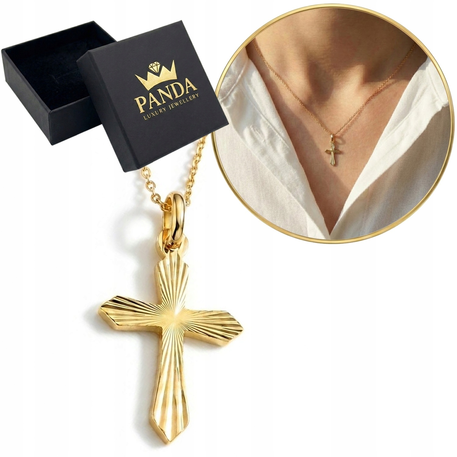 Zlatá Dárek Ke Křtinám Křížek 585 Přívěsek Diamantový kříž na svaté přijímání