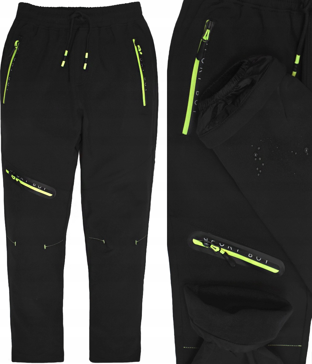 HOLD HANDS Czarne SPODNIE Ocieplane Softshell (158-164-170-176) - 146/152