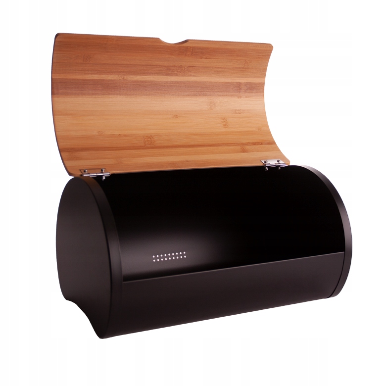 CHLEBAK BAMBUSOWY CZARNY METALOWY POJEMNIK NA CHLEB BUŁKI PIECZYWO DUŻY Kolor czarny beżowy