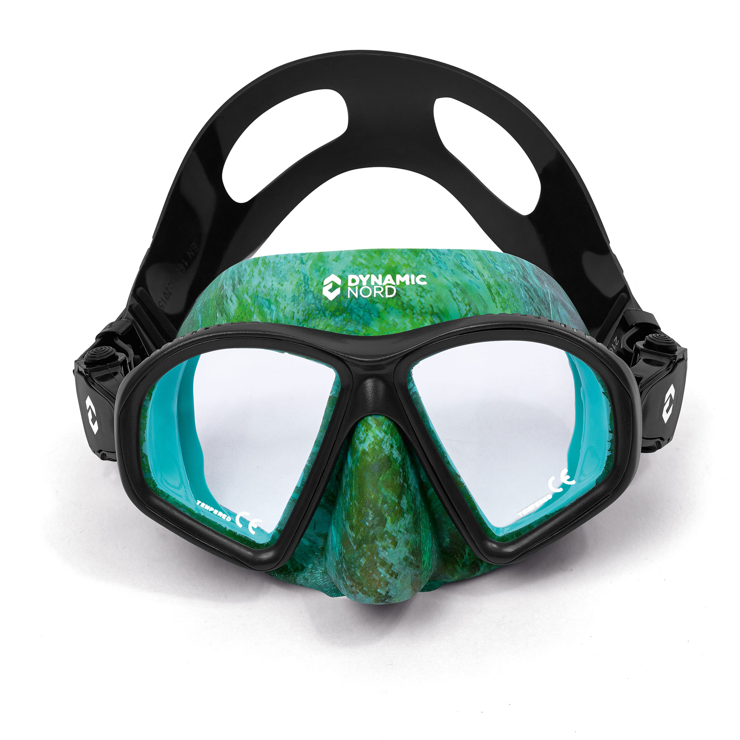 Potápěčské Brýle na plavání Low Volume pro lov Dynamicnord MC-15, zelená kamufláž