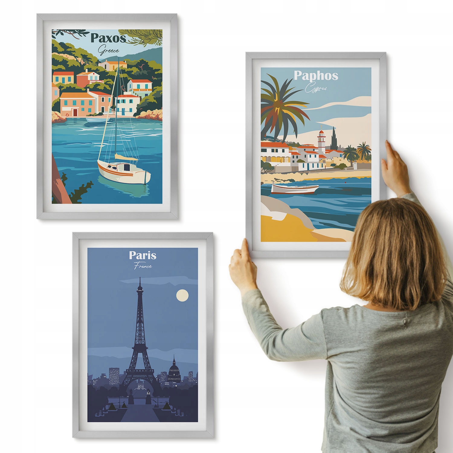 Obrazy v rámu Sada 3 kusů 40x60 cm Pobřežní města a architektura