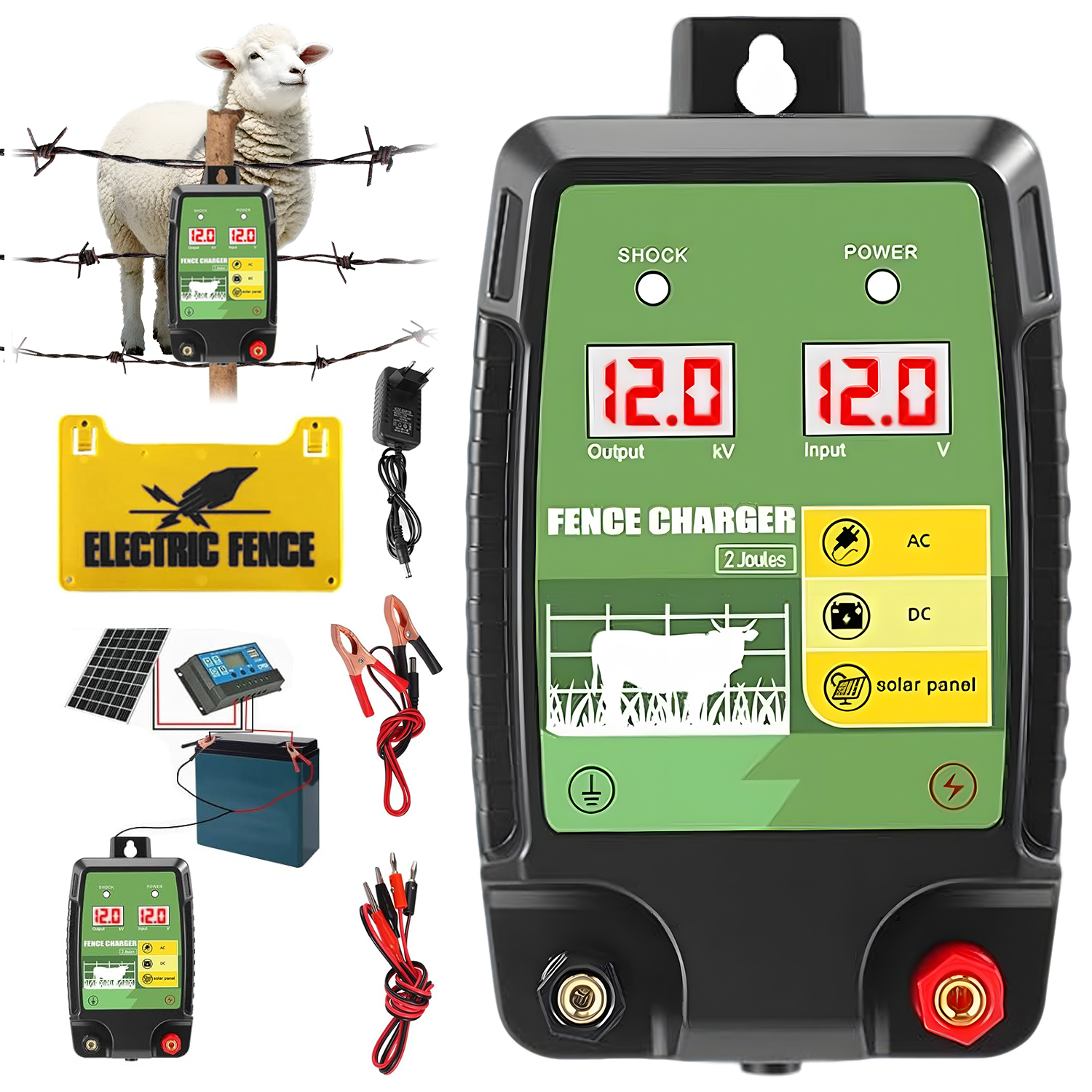 Oplocení Pastuch 12V Energizer 15KM Pro Dobytek Koní A Ovcí