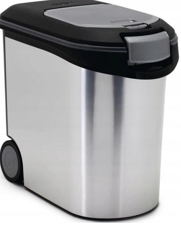 Levně Zásobník na krmivo stelivo na kolečkách pro psa kočku 12 kg Curver stříbrný