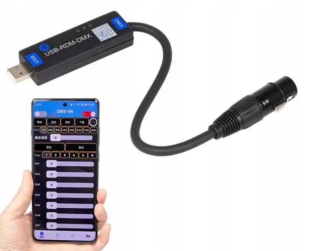 Adapter konwerter interfejsu DMX512 na telefon, Bluetooth, Android app