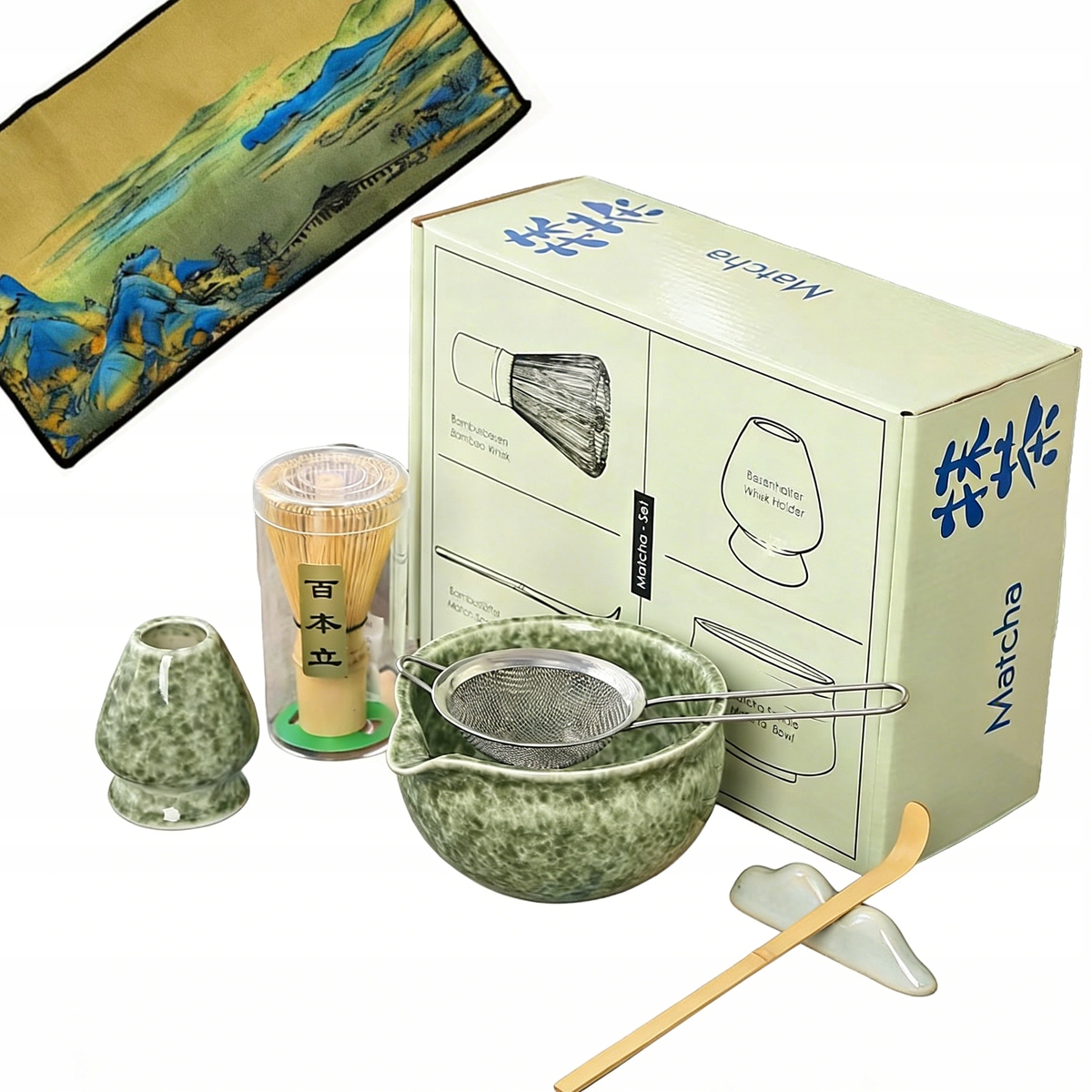Japonská Sada Tradiční Matcha Chasen Chashaku Lžička Bamboo Whisk 7V1