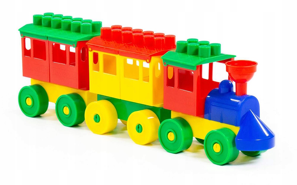 

Polesie Lokomotywa 2 wagoniki klocki koła 27 el 3+