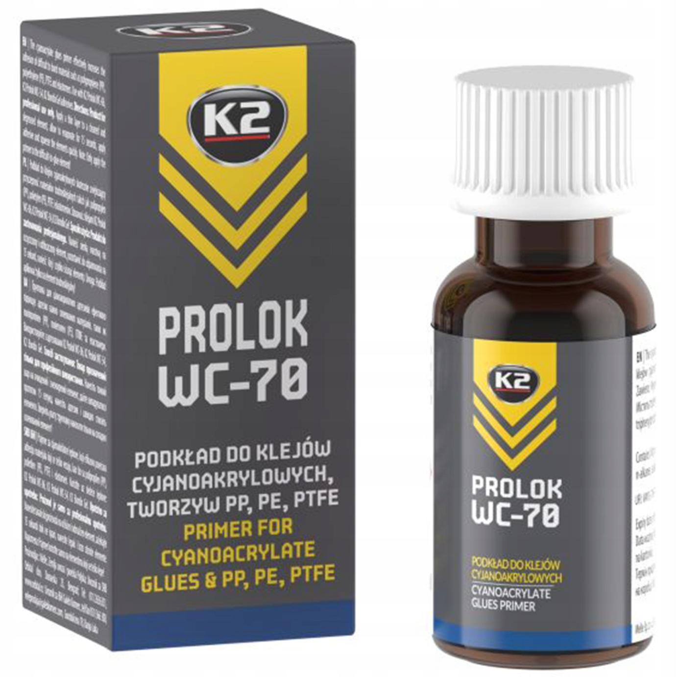 K2 WC70 Prolok 20 ml Podklad kyanoakrylátových lepidiel Pp Pe Ptfe elastomérov