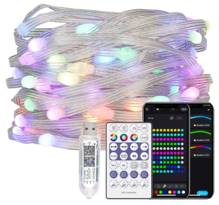 Sada Led aRGB Usb řetěz WS2812B Dálkový Ovladač Aplikace 10 m Vánoční stromek Osvětlení