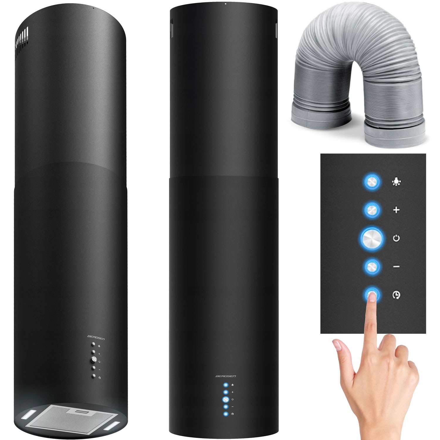 Ostrůvkový kuchyňský odsavač par Berdsen 35 cm, černý, BT-221