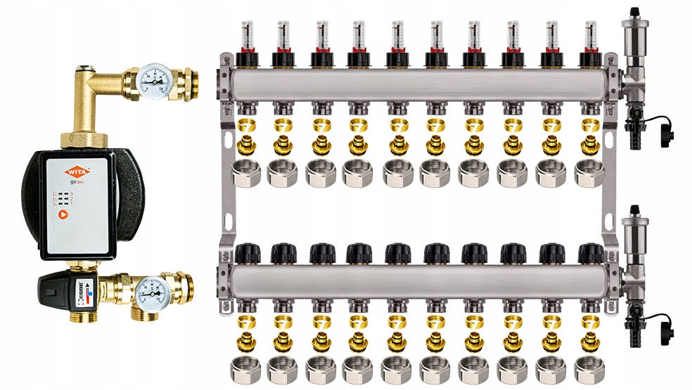 Rozdělovač na podlahu 10 nerezový pro vytápění Čerpadlo Wita Pex