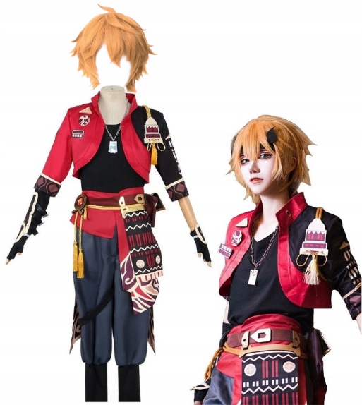 Strój Kostium Thoma Genshin Impact Cosplay Peruka Wig Włosy 152/158 CM