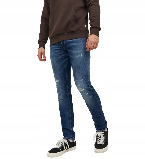 Jack And Jones Džíny Jednoduché Modré S Oděrkami 27/32 6FA