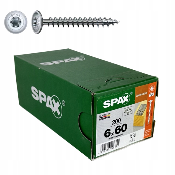 Tesařské vruty Spax 6x60 talířová hlava Wirox 4CUT op=200