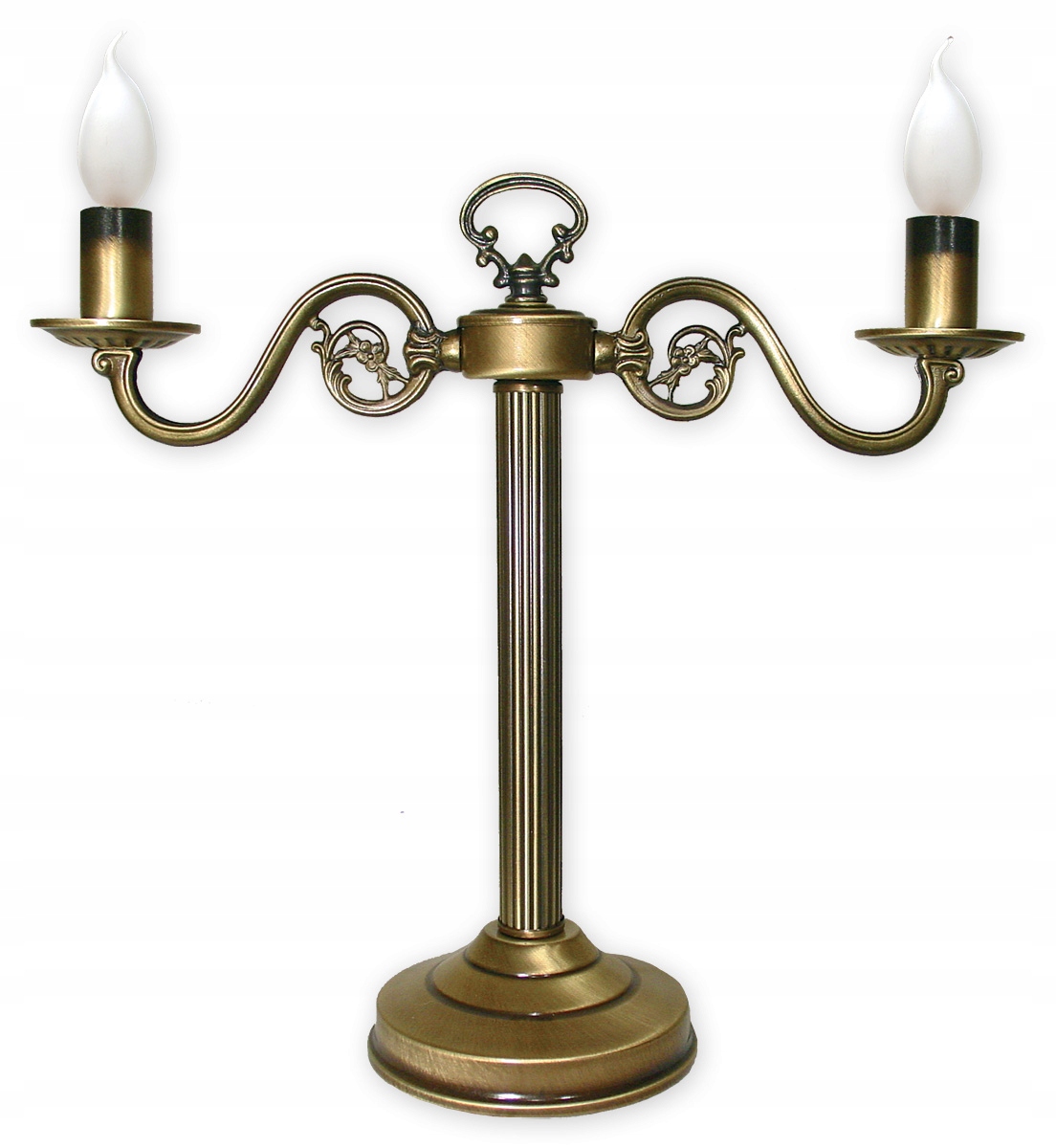 Stolová svietniková lampa Lemir Cereus 2xE14 patina spálňa