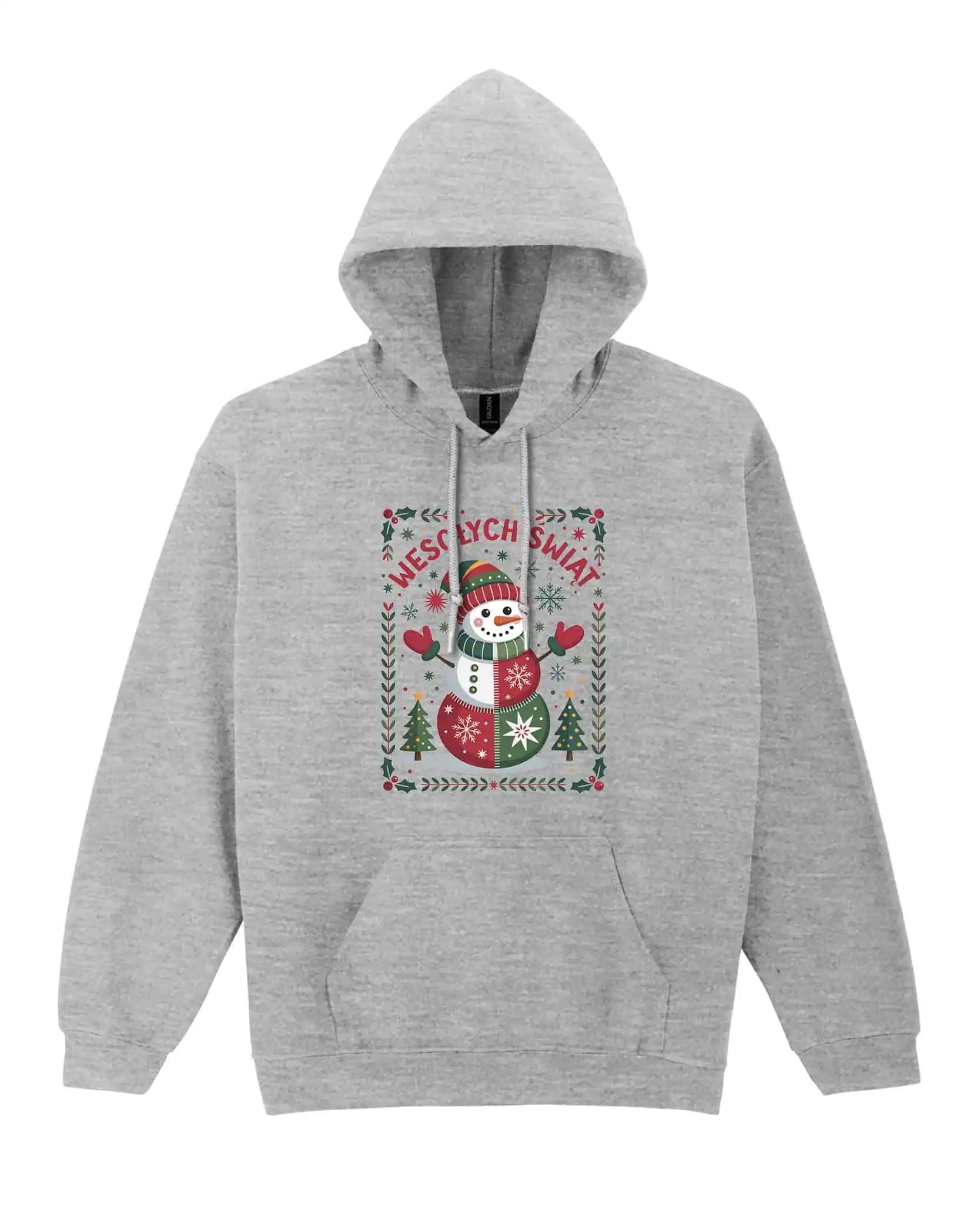 Mikina s kapucí Vánoční Veselé Vánoce Sněhulák Šedá XL