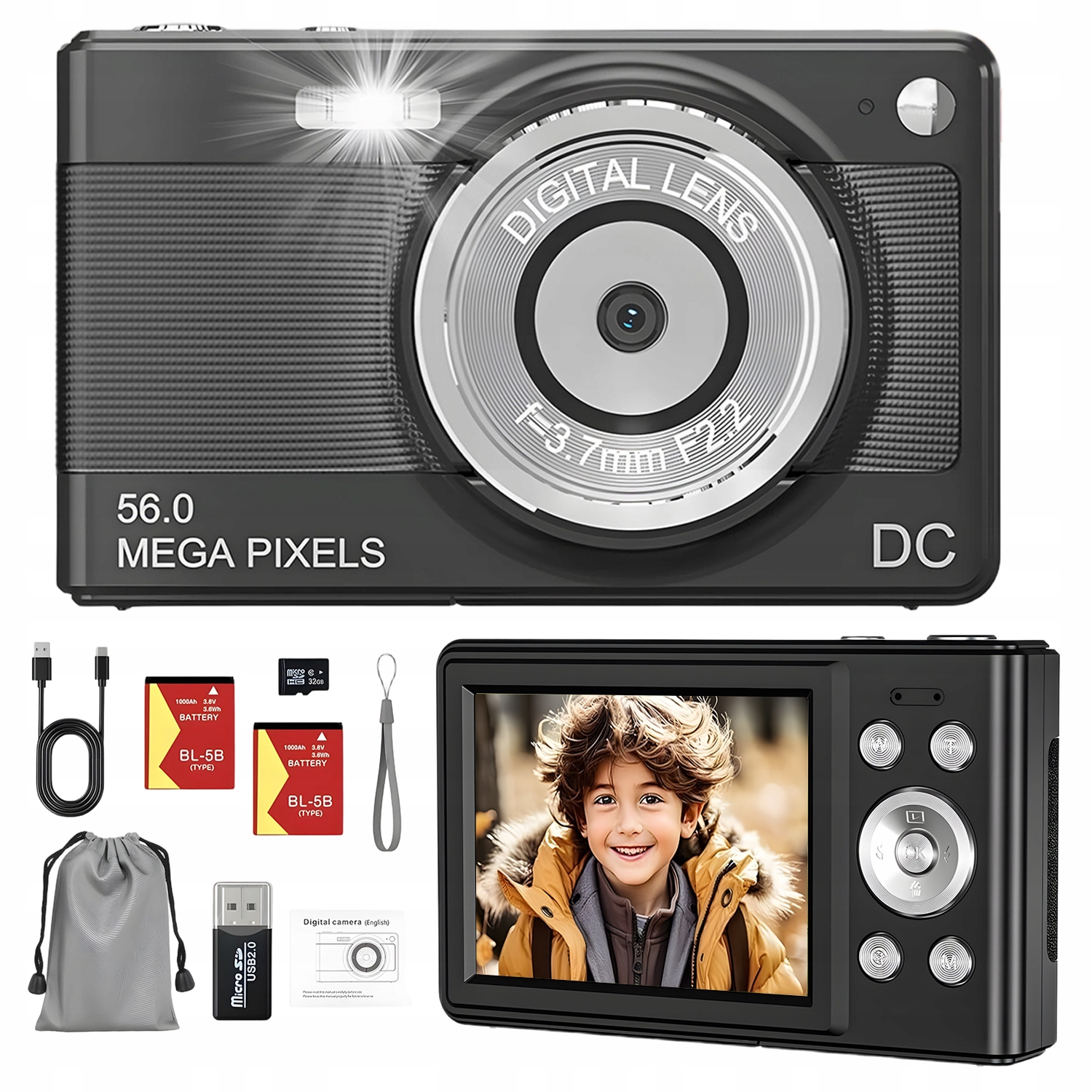 Kompaktní Digitální Fotoaparát 56 Mp S 16X Zoomem A LCD Displejem