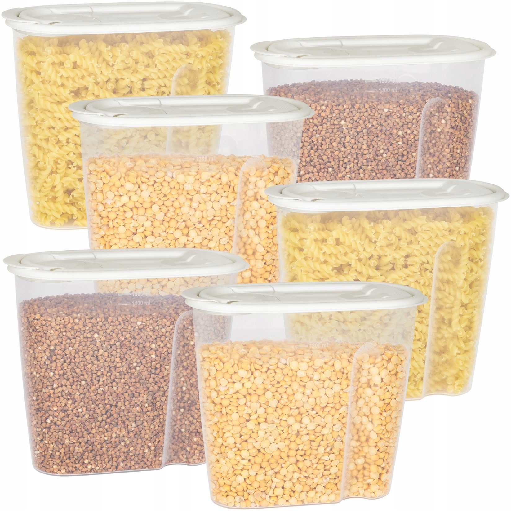 

Pojemnik Na Produkty Sypkie Miarka 1,5L Krem 6 Szt