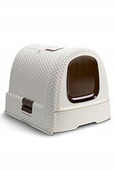 Levně Curver Wc kočka kryté domek Rattan 39x39x51cm mocha