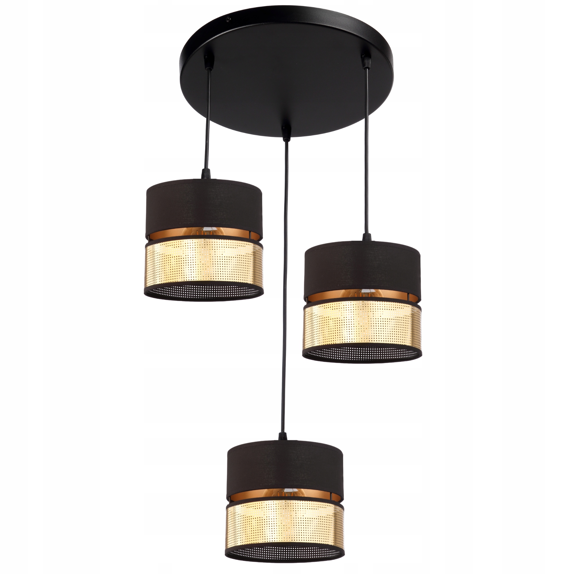 Závěsná Lampa Lustr Stínidlo S Dírkami Zlatá E27 Led Černá Polská