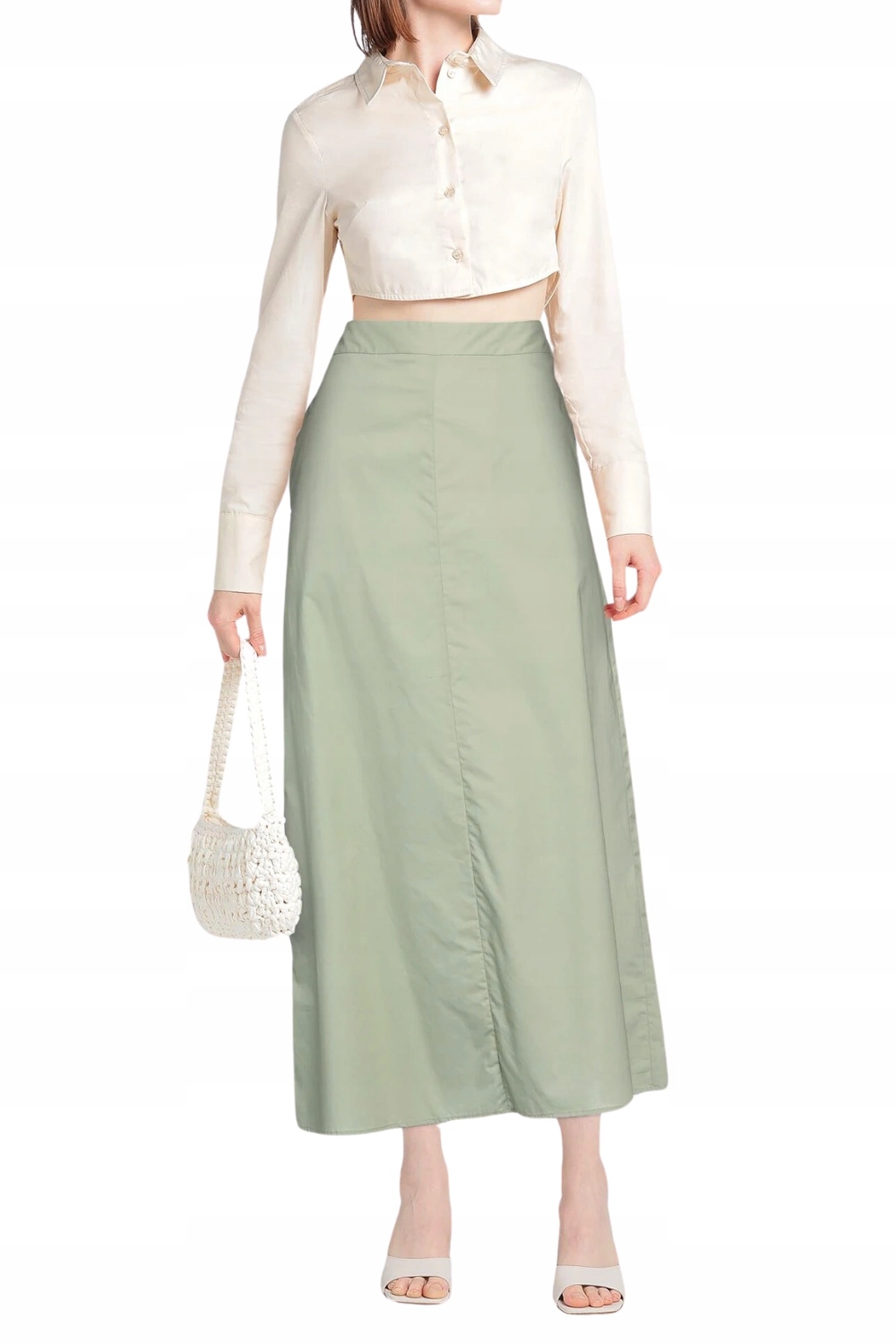 Dámská midi Sukně Trussardi, bavlna, zelená, módní vel. It 40 Eu S