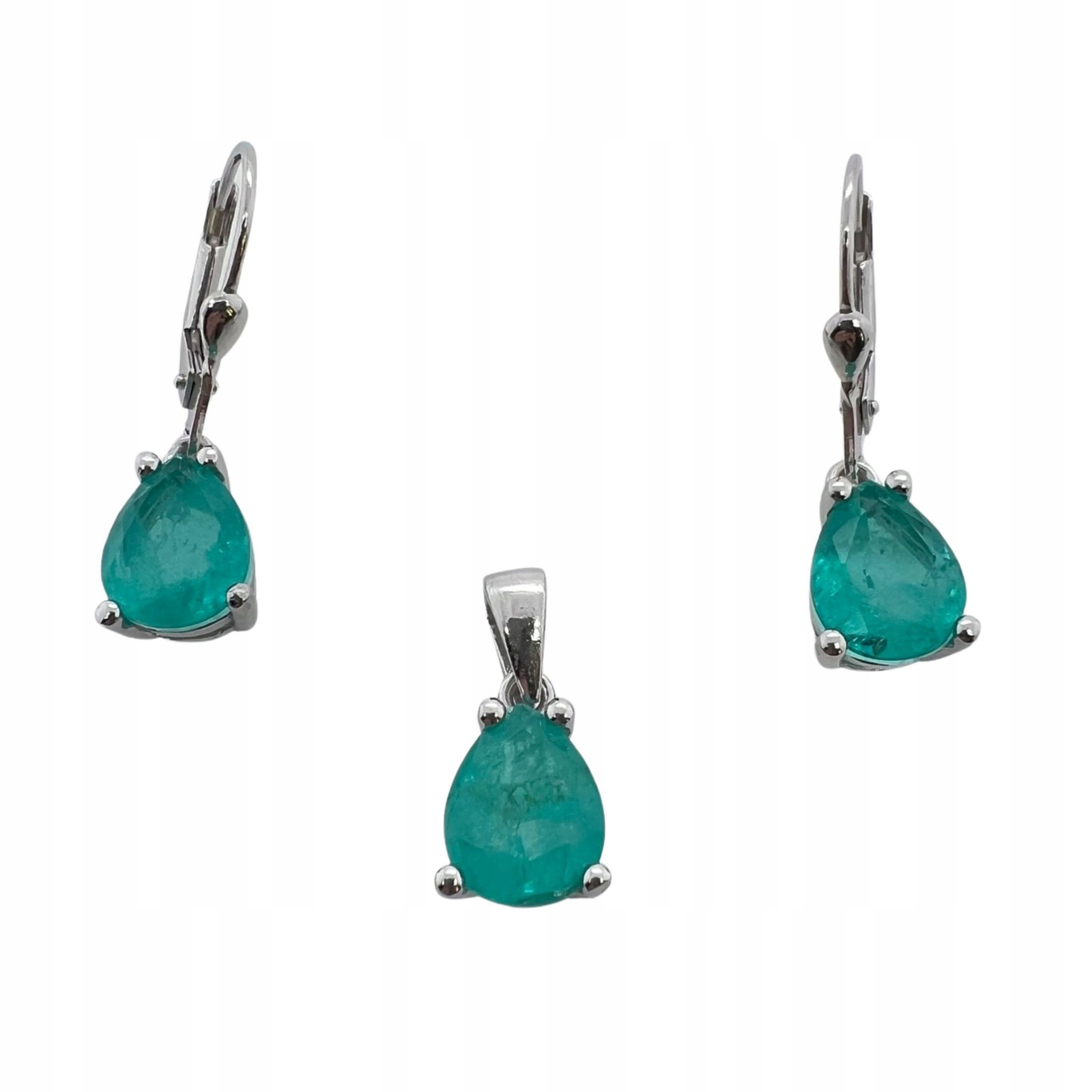 Sada Přívěsků A Stříbrné Náušnice Ryzost 925 Zelený Turmalín Paraiba