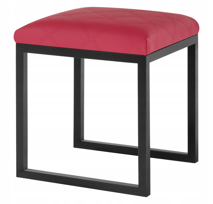 METALOWY TABORET PUFA Z TAPICERKĄ STOŁEK LOFT - CZARNY/ OB-018