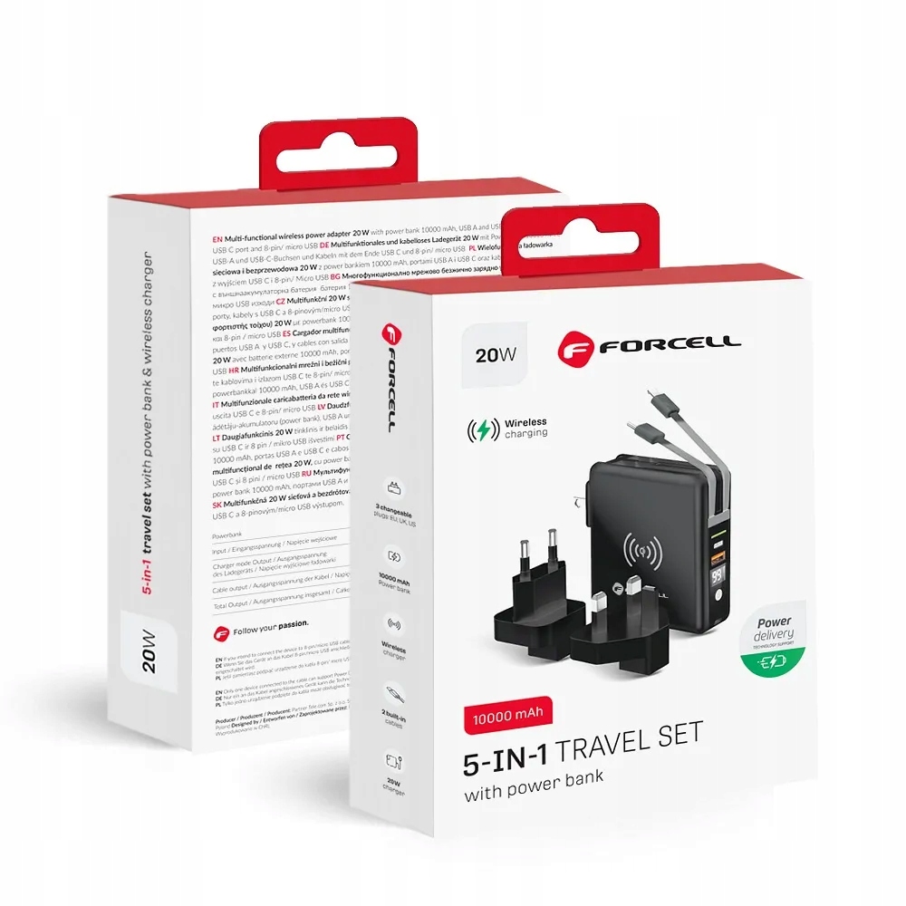 Forcell F-energy ładowarka wielofunkcyjna 5w1 20W z powerbankiem 10000mAh