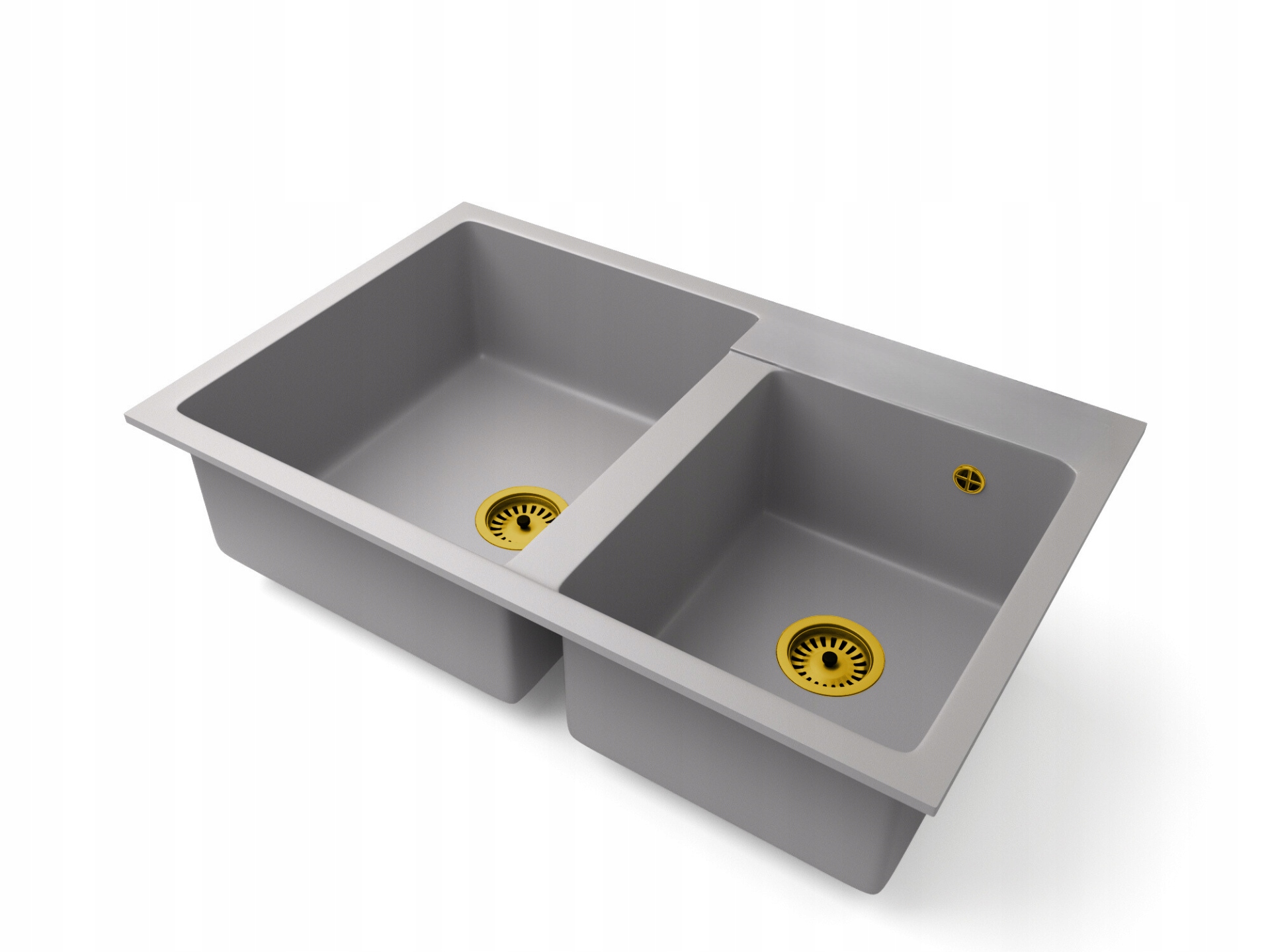 Kuchyňský dřez granitový dvoukomorový hektor zlatý sifon