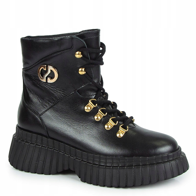 Carinii B9230 Kotníkové Boty Kozačky Kůže Lico Černé 37