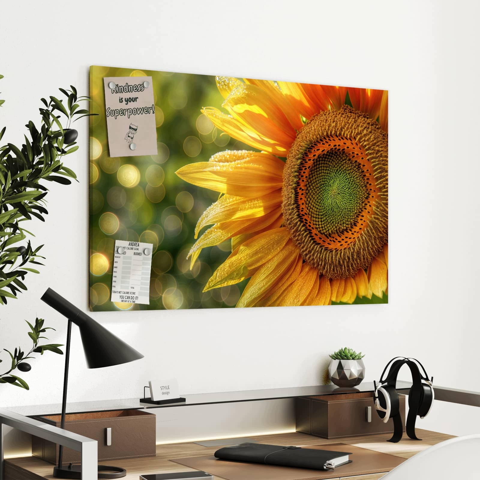 Magnetická tabule Slunečnice Makro 90 × 60 cm