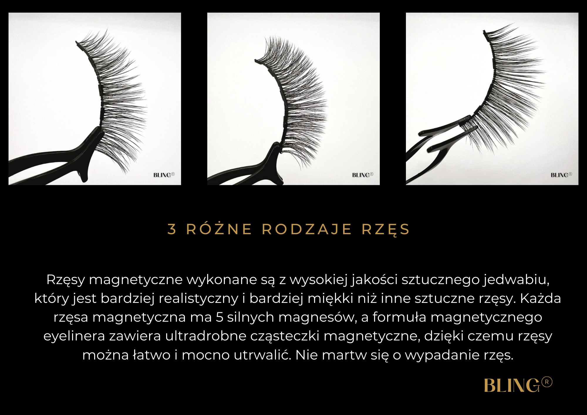 RZĘSY MAGNETYCZNE 3X C+ BLING PĘSETA + EYELINER Kod producenta Model C+