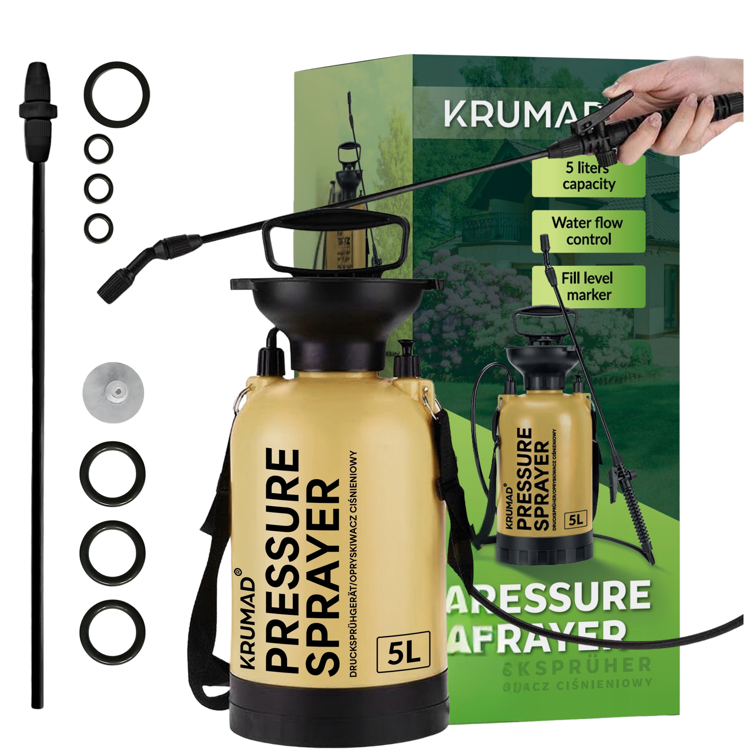 ОБПРИСКУВАЧ САДОВИЙ ГІДРАВЛІЧНИЙ 5Л РУЧНИЙ ОБПРИСКУВАЧ З ШТАНГОЮ ДЛЯ РОСЛИН