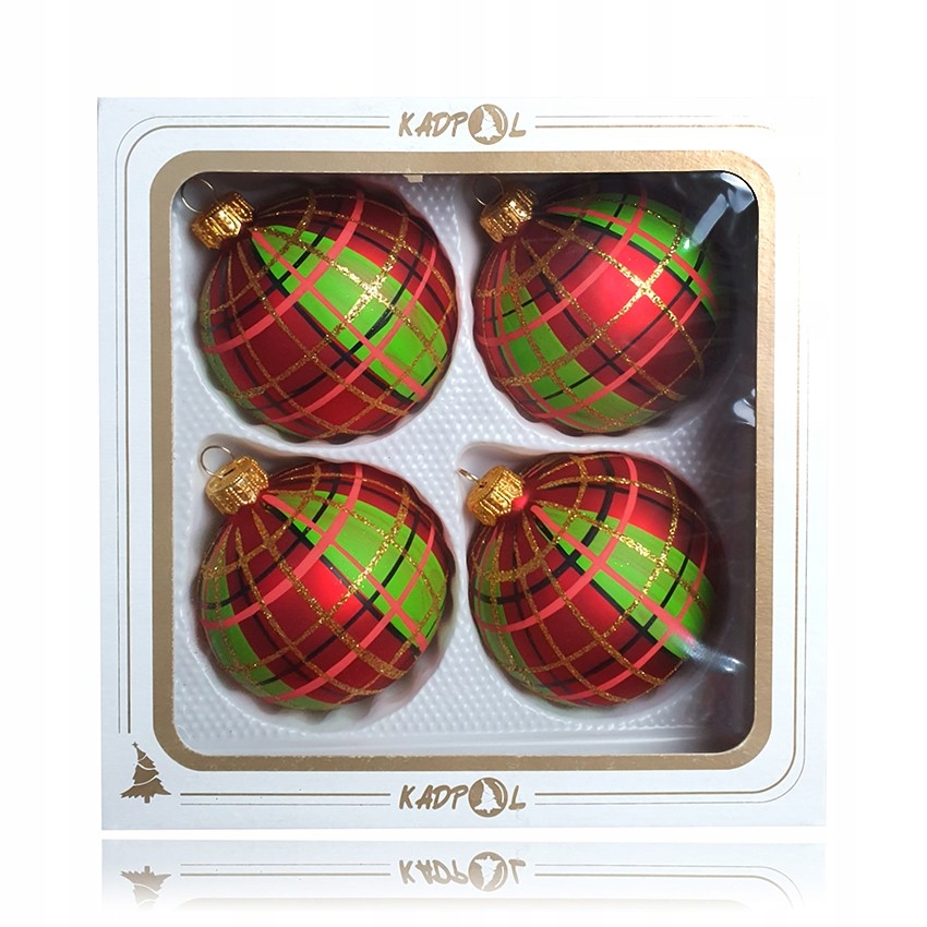 

Bombki 8cm/4szt dekor szklane szkocka krata ozdoby