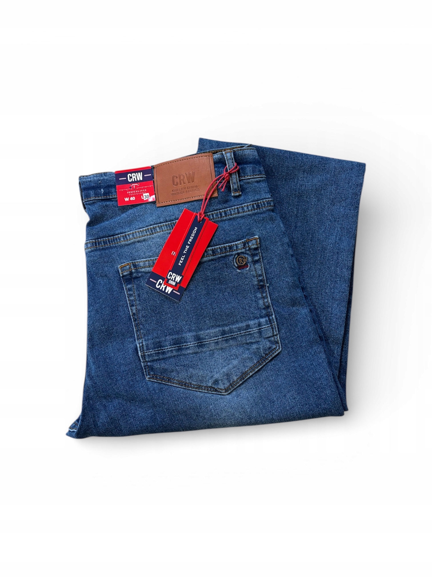 Pánské Kalhoty Crw Jeans klasické (granátové) W40 L30, obvod pasu 104-106 cm