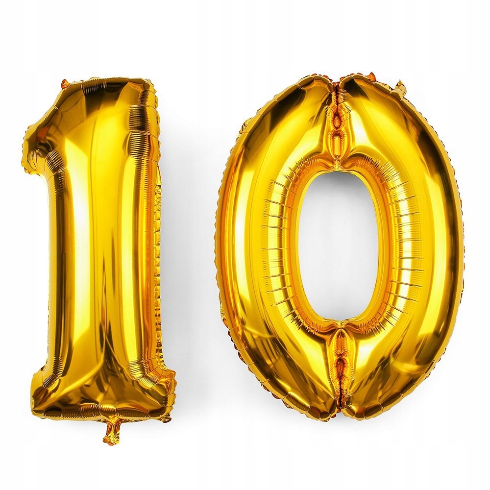 DUŻY Balon Foliowy Cyfra 10 złoty 100 cm HEL