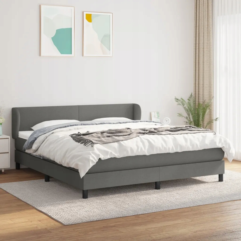 Box spring postel s matrací tmavě šedá 180x200 cm textil Šedá 3126102