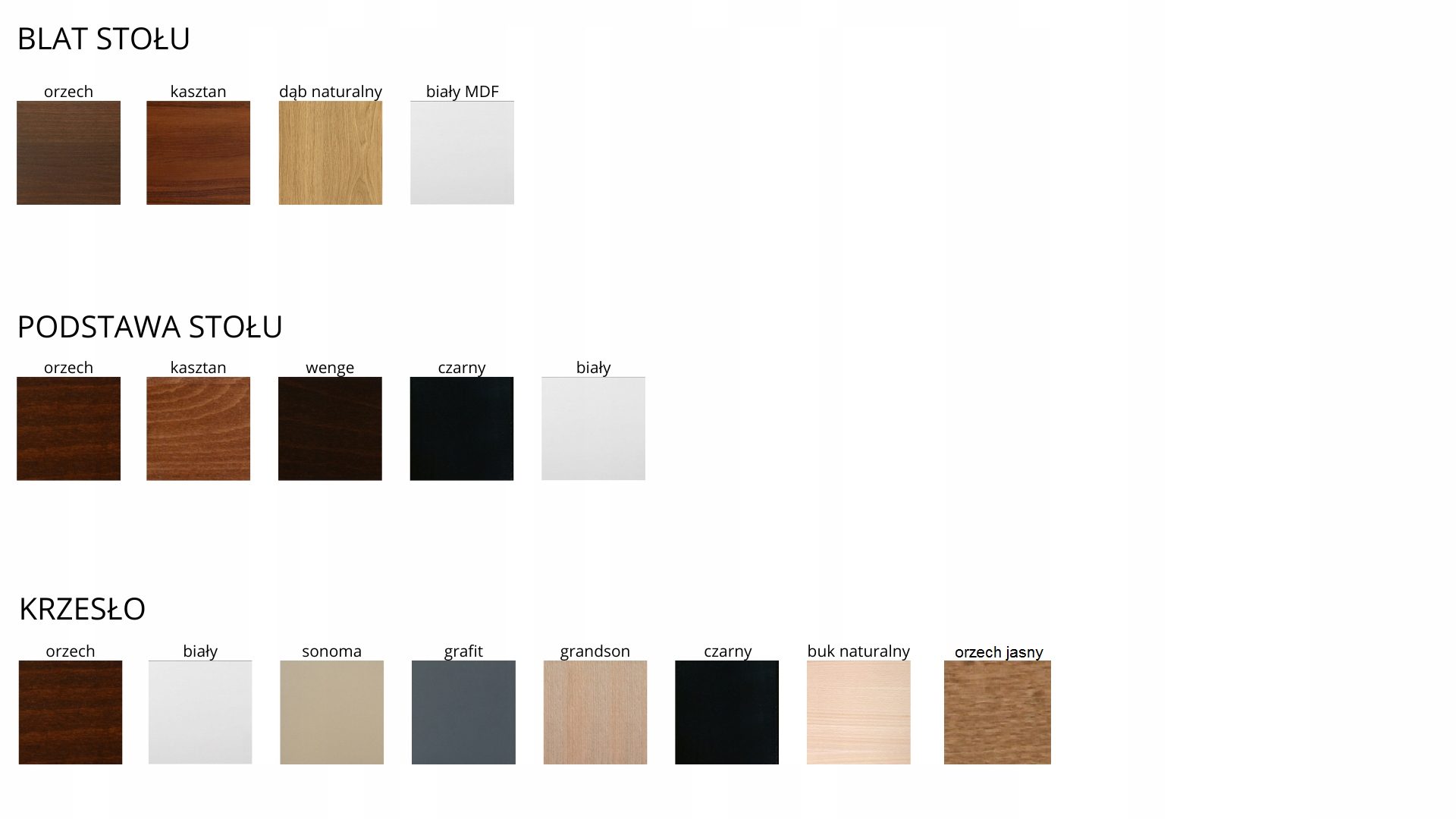 Zestaw do salonu ESENCJA 37 STÓŁ + 4 KRZESŁA Liczba elementów w zestawie 5