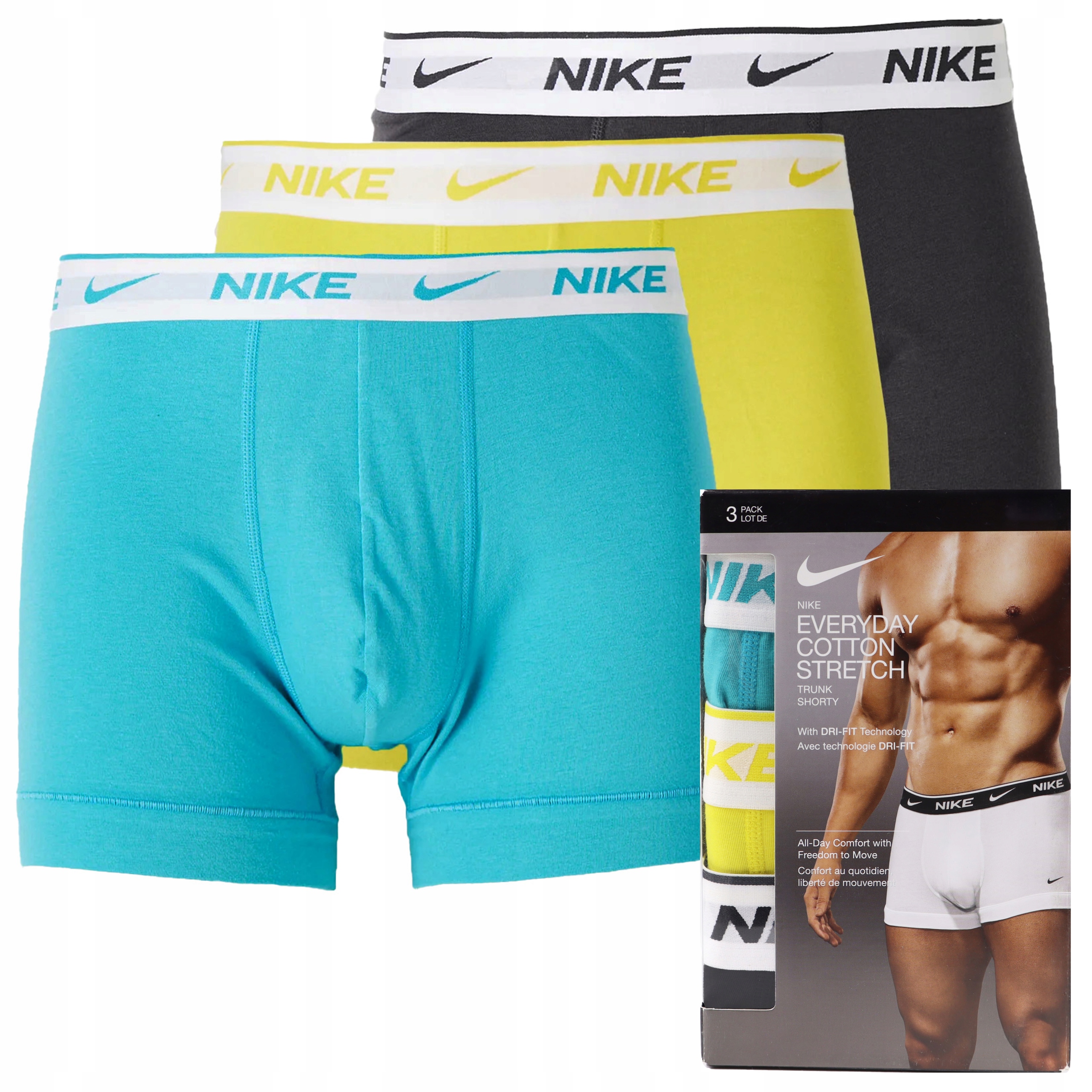 3x pánské boxerky Nike Prodyšné Bavlněné pohodlné Dri-Fit 3 Pak