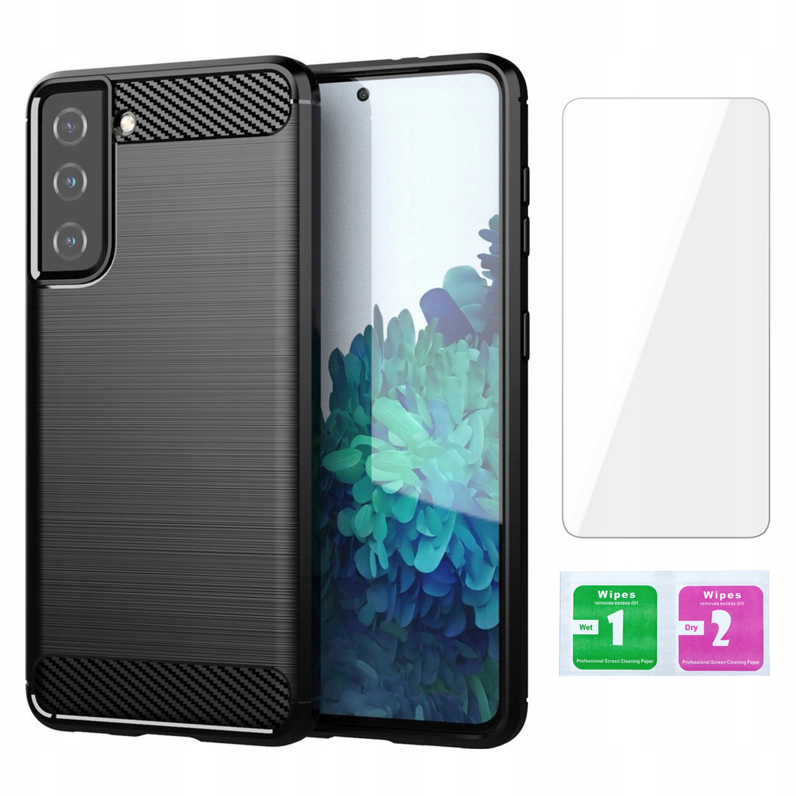 

Etui Pancerne Karbon do Samsung S21 Fe Szkło
