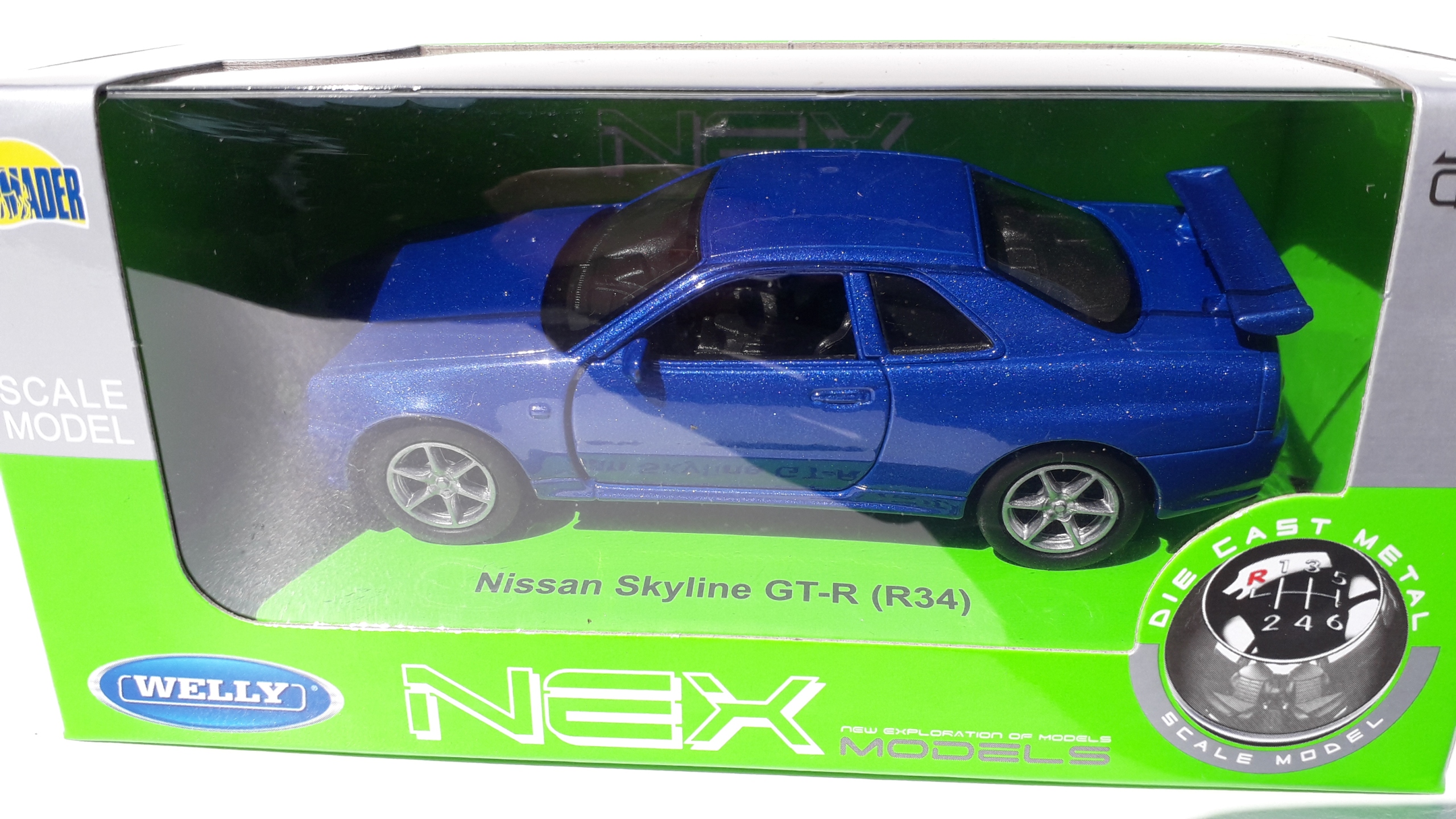 Nissan Skyline GT-R(R34) Niebieski Metalowy Model WELLY 1:34 Certyfikaty, opinie, atesty CE